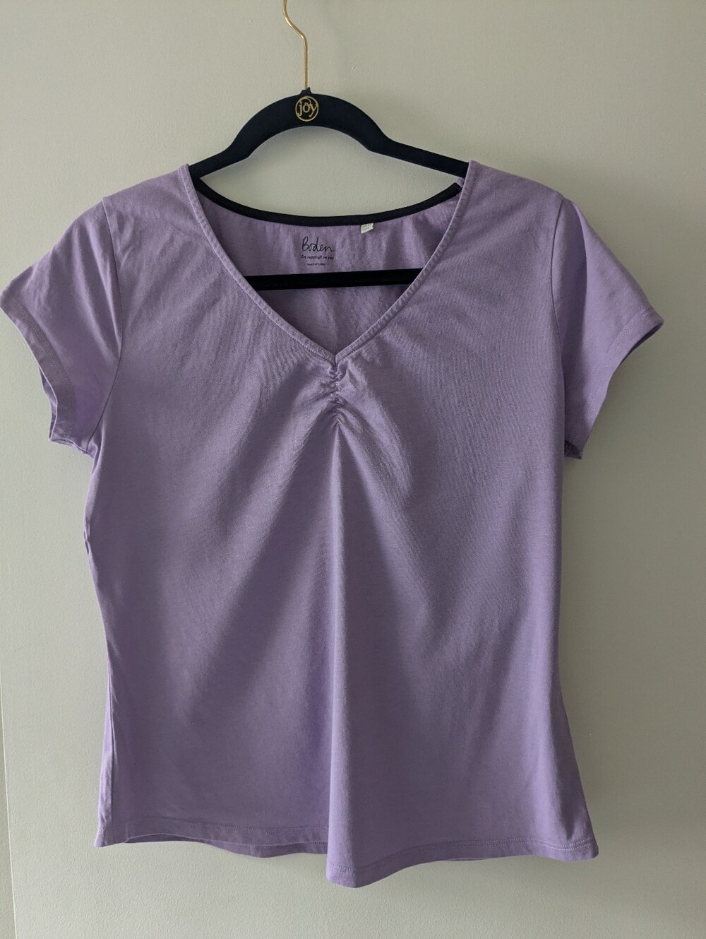 Boden Lavender Short-Sleeve Shirt With Ruched Detail Size 8